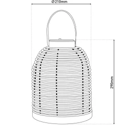 LED lamp op zonne-energie Korbinian, bruin, hoogte 29 cm, IP44, lantaarn