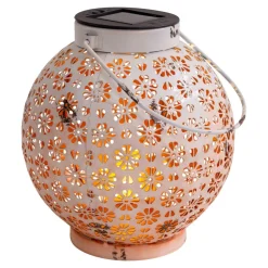 LED lamp op zonne-energie 52854, wit, metaal, 20 cm, IP44, set van 2