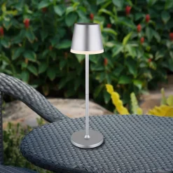 LED lamp op zonne-energie, metaal, zilverkleurig, hoogte 41 cm, IP44