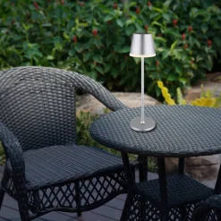 LED lamp op zonne-energie, metaal, zilverkleurig, hoogte 41 cm, IP44