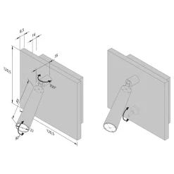 LED leeslamp BL1-LED, inbouw, schakelaar, staal