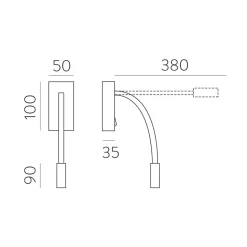 LED leeslamp Cio, schakelaar, flexarm, 930, zwart