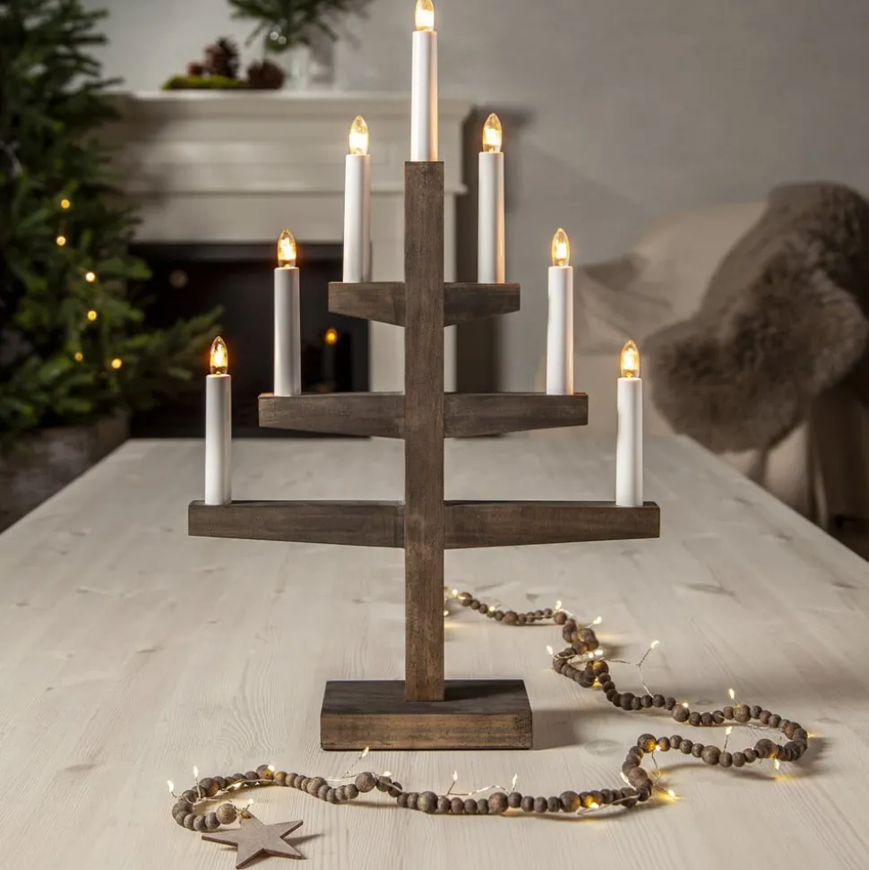 LED lichtketting Beady, bruin, houten kralen, 150 cm, batterij