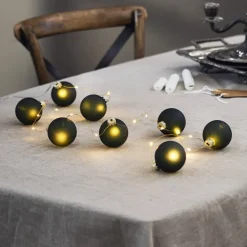 LED lichtketting Bliss, donkergroen, glas, 8-lamps batterij