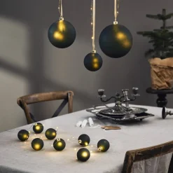 LED lichtketting Bliss, donkergroen, glas, 8-lamps batterij