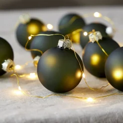 LED lichtketting Bliss, donkergroen, glas, 8-lamps batterij