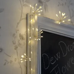 LED lichtketting Dew Drop Flower, zilver, 140 cm, batterij