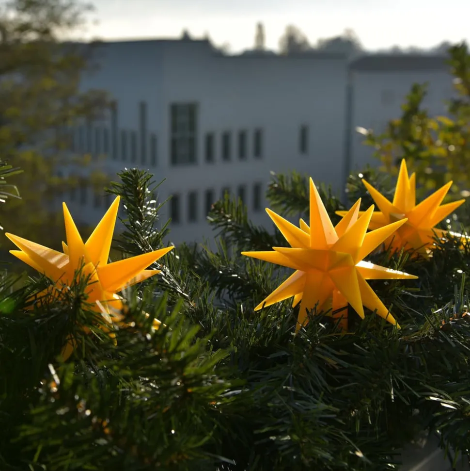 LED lichtketting met 9 sterren v. buiten geel