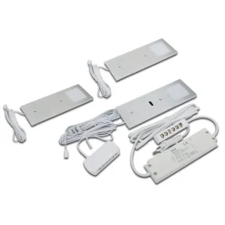 LED meubelverlichting Eco-Pad F 3x-set 3.000K alu