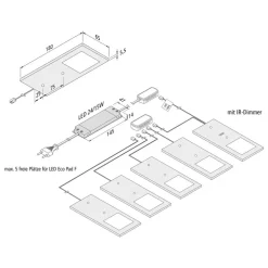 LED meubelverlichting Eco-Pad F 5x-set 3000K zwart