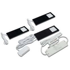 LED meubelverlichting Eco-Pad F 3x-set 3000K zwart