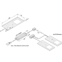 LED meubelverlichting Eco-Pad F 2x-set 3.000K alu