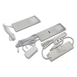 LED meubelverlichting Eco-Pad F 2x-set 4.000K alu