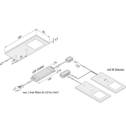 LED meubelverlichting Eco-Pad F 2x-set 4.000K alu