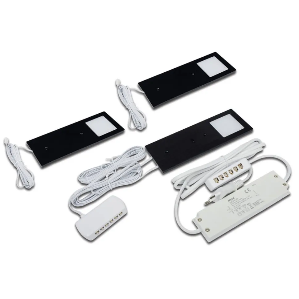 LED meubelverlichting Eco-Pad F 3x-set 4000K zwart