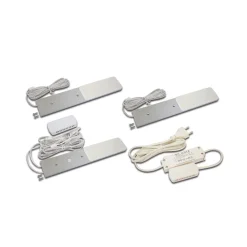 LED meubelverlichting S-Pad F, set van 3, aluminium 3.000 K Dimmer