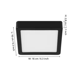 LED opbouwpaneel Fueva 5 IP20 830 zwart 16x16cm