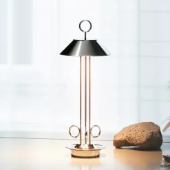 LED oplaadbare tafellamp Nudiderot, chroom, aluminium, IP54, dimbaar