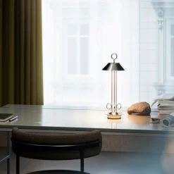 LED oplaadbare tafellamp Nudiderot, chroom, aluminium, IP54, dimbaar