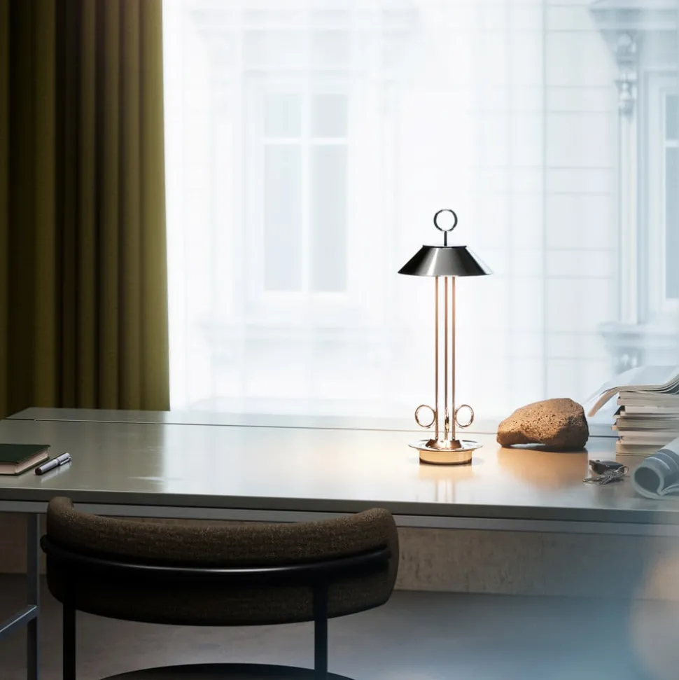 LED oplaadbare tafellamp Nudiderot, chroom, aluminium, IP54, dimbaar