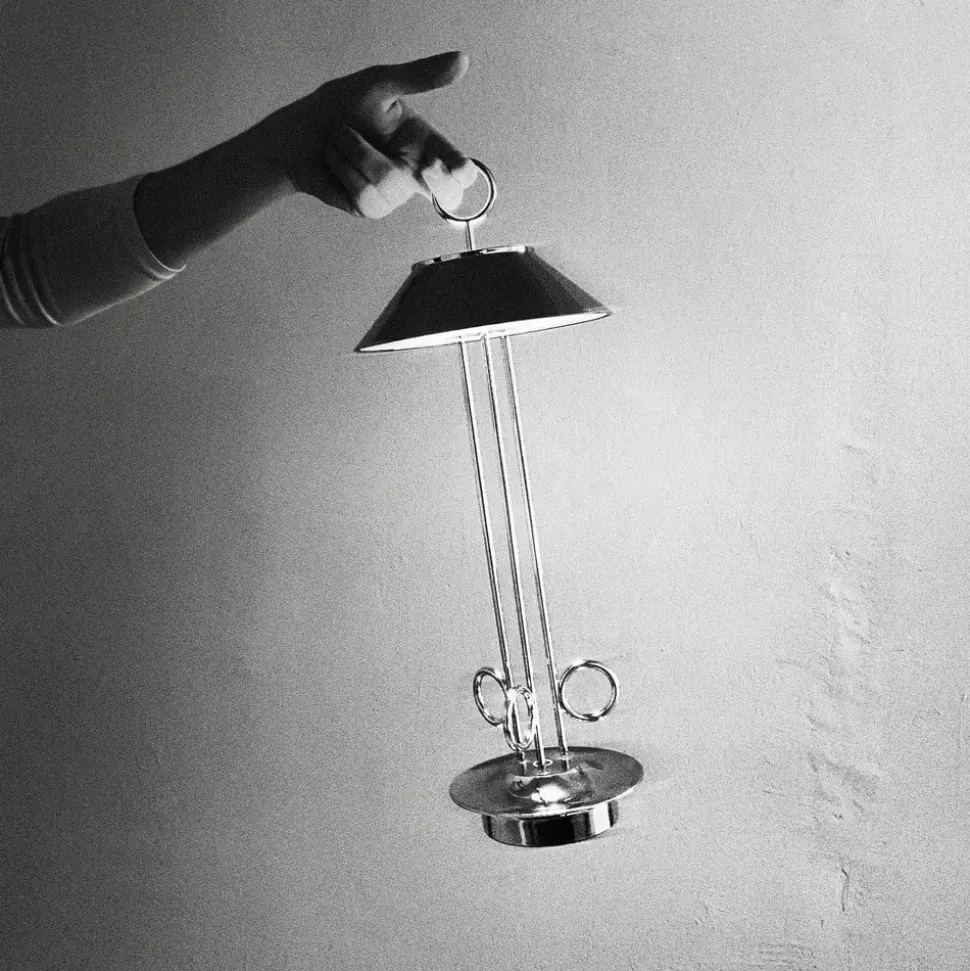 LED oplaadbare tafellamp Nudiderot, chroom, aluminium, IP54, dimbaar