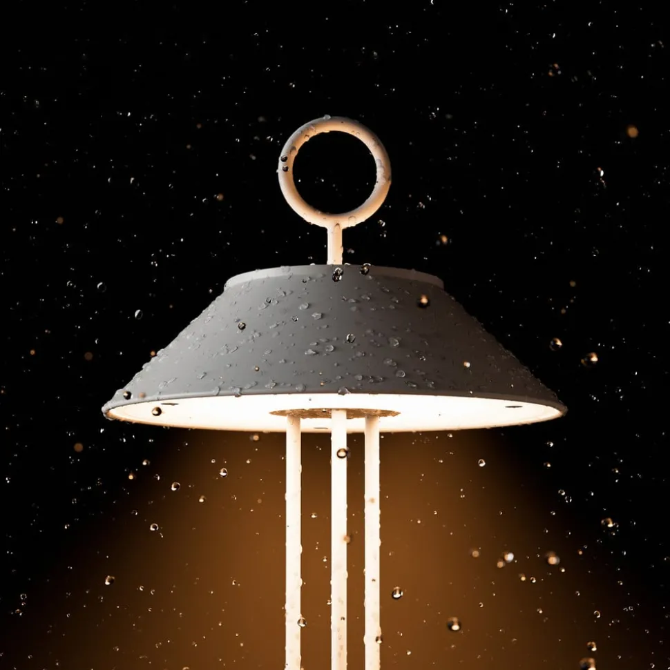 LED oplaadbare tafellamp Nudiderot, chroom, aluminium, IP54, dimbaar