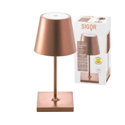 LED oplaadbare tafellamp Nuindie mini, USB-C, brons, IP54, dimbaar.