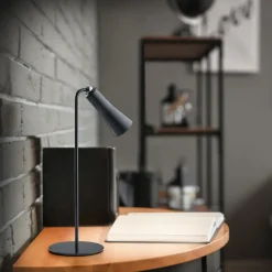 LED oplaadbare tafellamp Maxi, zwart, metaal, dimbaar, 36 cm