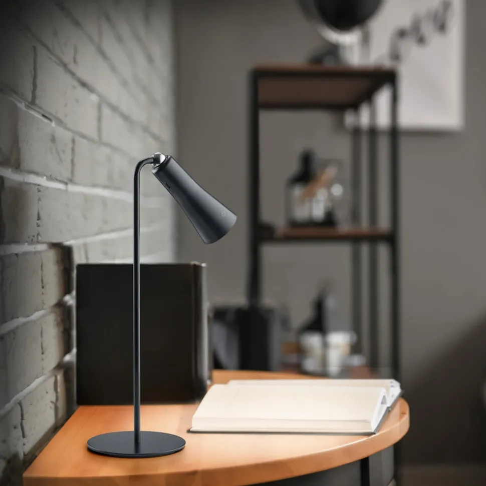 LED oplaadbare tafellamp Maxi, zwart, metaal, dimbaar, 36 cm