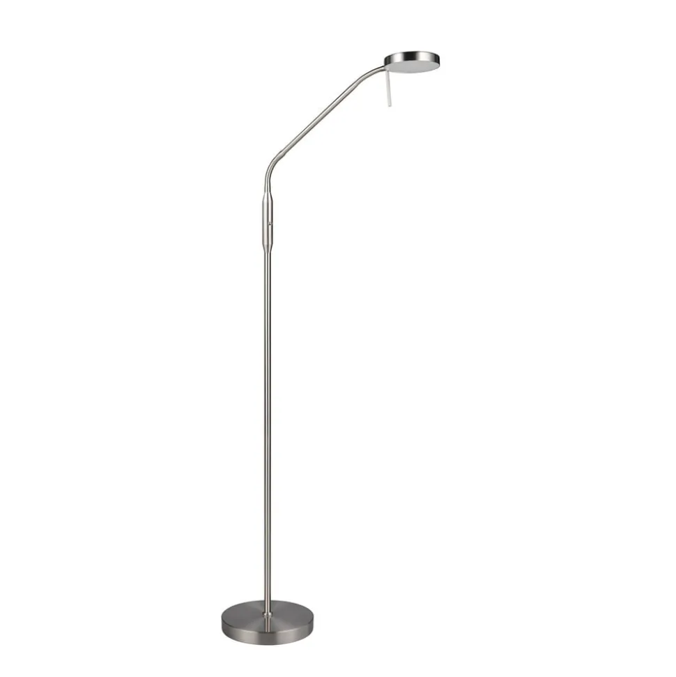 LED oplaadbare vloerlamp Moreno, mat nikkel, CCT, dimbaar