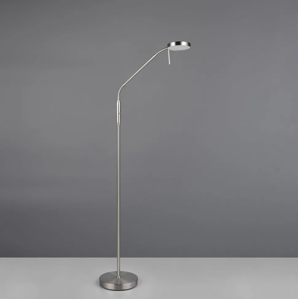 LED oplaadbare vloerlamp Moreno, mat nikkel, CCT, dimbaar