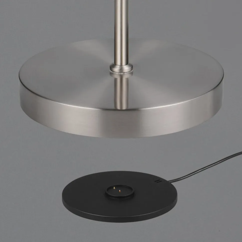 LED oplaadbare vloerlamp Moreno, mat nikkel, CCT, dimbaar