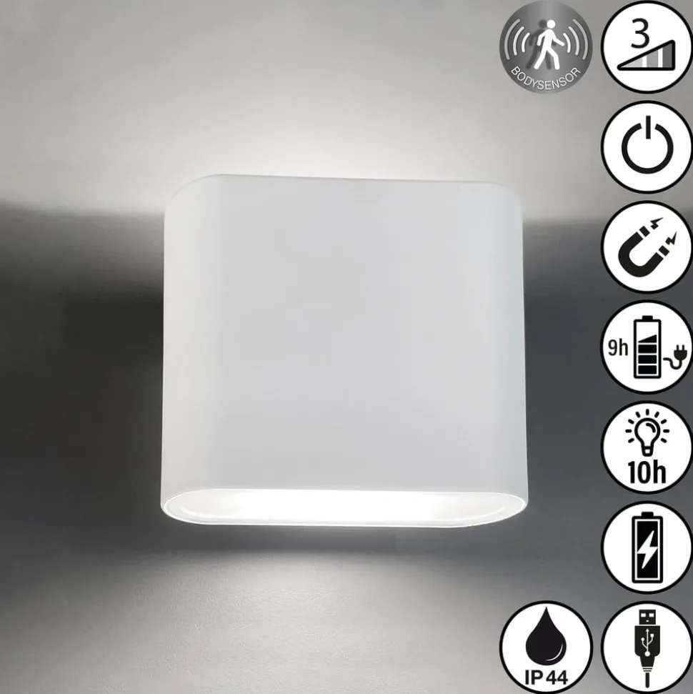 LED oplaadbare wandlamp Magnetics, wit, omhoog & omlaag, breedte 10 cm