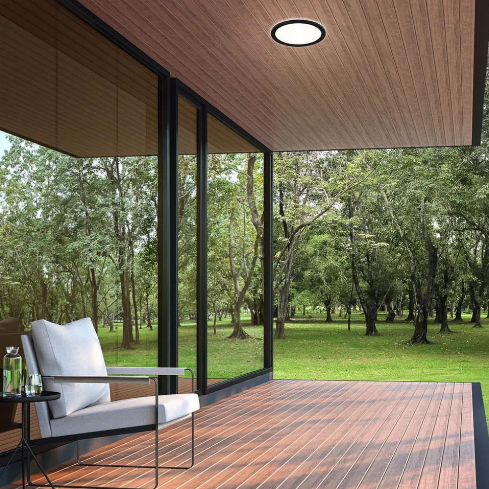 LED paneel Frankfurt, rond, Ø 21 cm, IP44, zwart