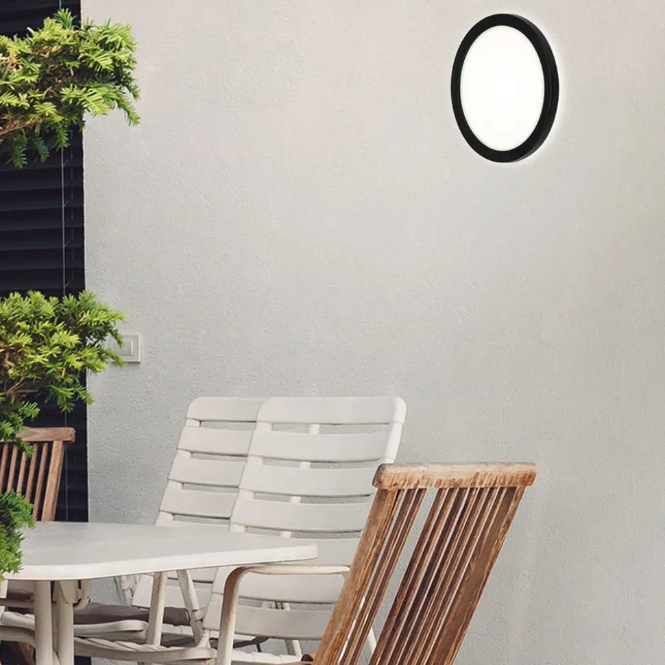 LED paneel Frankfurt, rond, Ø 21 cm, IP44, zwart