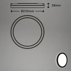 LED paneel Frankfurt, rond, Ø 21 cm, IP44, zwart