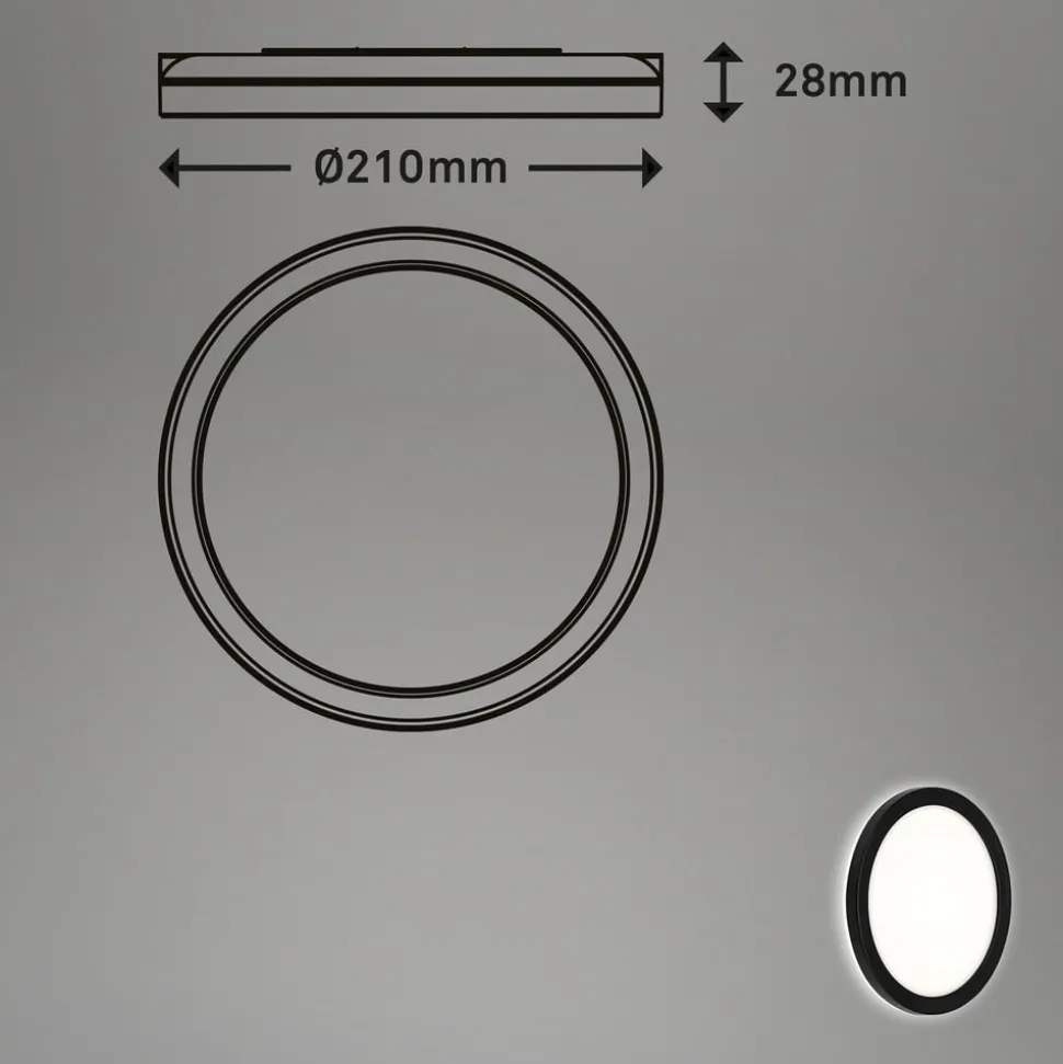 LED paneel Frankfurt, rond, Ø 21 cm, IP44, zwart