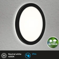 LED paneel Frankfurt, rond, Ø 21 cm, IP44, zwart