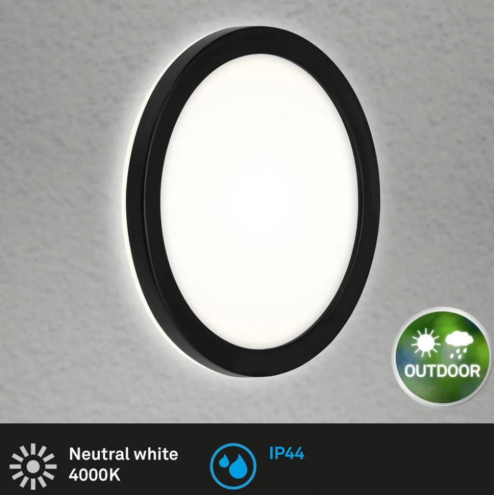 LED paneel Frankfurt, rond, Ø 21 cm, IP44, zwart