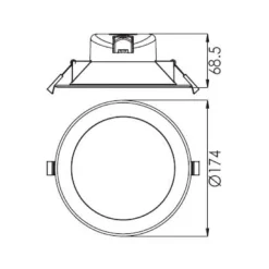 LED plafond inbouwlamp Acrux, Ø 17 cm, zwart, CCT