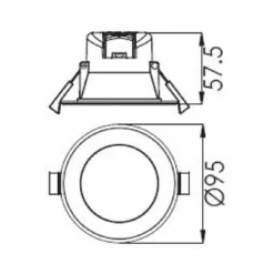 LED plafond inbouwlamp Acrux, Ø 9 cm, zwart, CCT