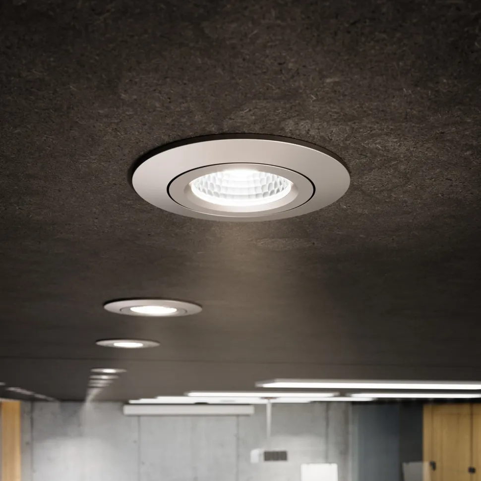 LED plafondinbouwspot Diled, Ø 8,5 cm, 10 W, 3.000 K, staal