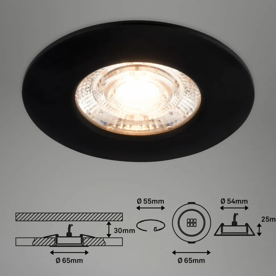 LED plafondinbouwspot Kulana Mini IP44 per 3 zwart