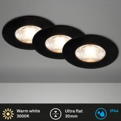 LED plafondinbouwspot Kulana Mini IP44 per 3 zwart