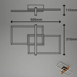LED plafondlamp 3776015 2-lamps met hout