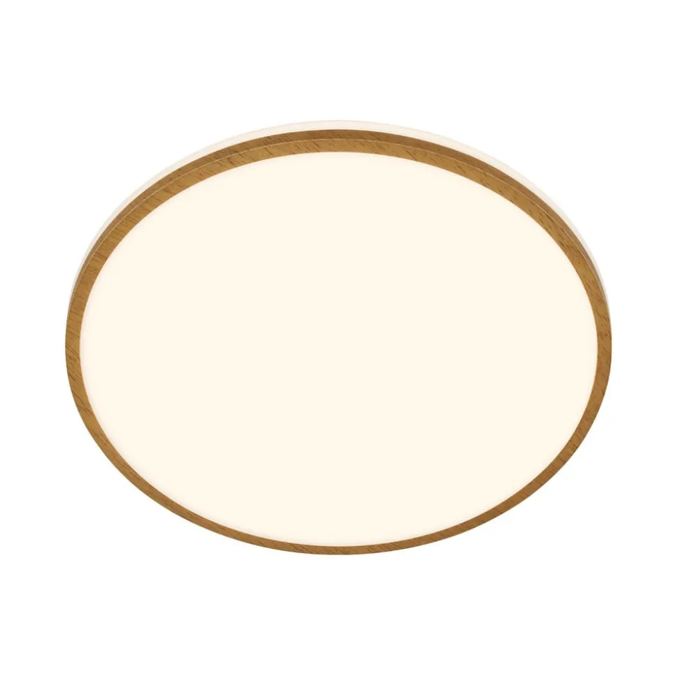 LED plafondlamp Acorus, Ø 33 cm, wit/houtkleurig, IP44