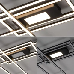 LED plafondlamp Asmin, CCT, zwart, 98,9x69,4cm