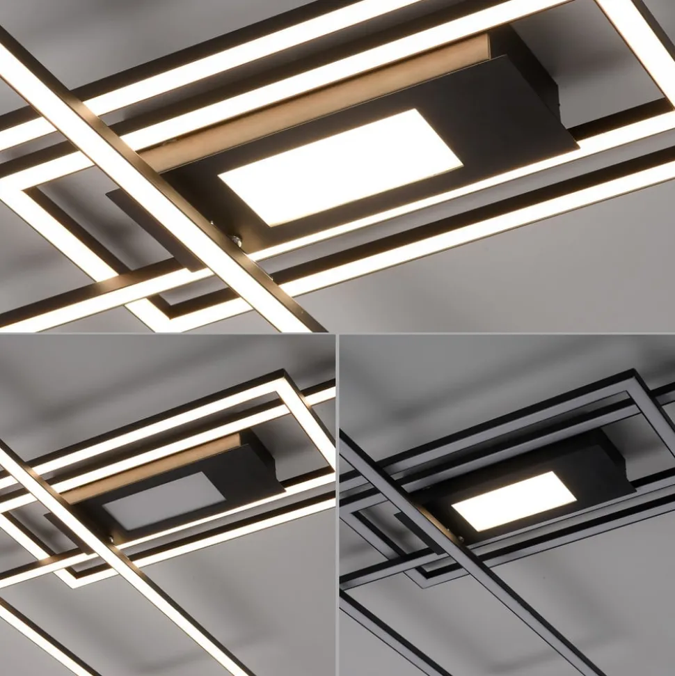 LED plafondlamp Asmin, CCT, zwart, 98,9x69,4cm