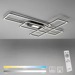 LED plafondlamp Asmin, CCT, zwart, 98,9x69,4cm