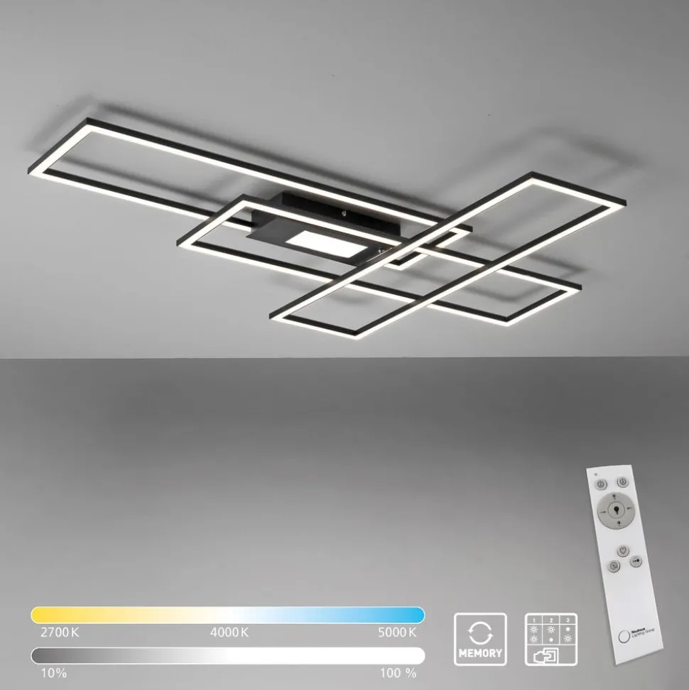 LED plafondlamp Asmin, CCT, zwart, 98,9x69,4cm